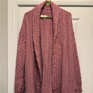 Cozy Anthropologie Dusty Rose Pink Cable Knit Cardigan